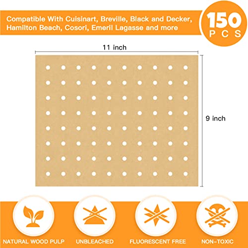 Air Fryer Disposable Parchment Paper Liners: 150pcs Airfryer Liners 9x11 Inch Perforated Rectangular Paper Sheets Basket Liner Accessories For Toaster Oven Xl Air Fryer