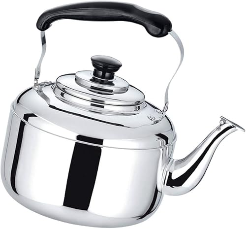 Hervidor de té de acero inoxidable de 4 litros, tetera de acero inoxidable, tetera de gran capacidad, hervidor de té con mango anti-caliente,