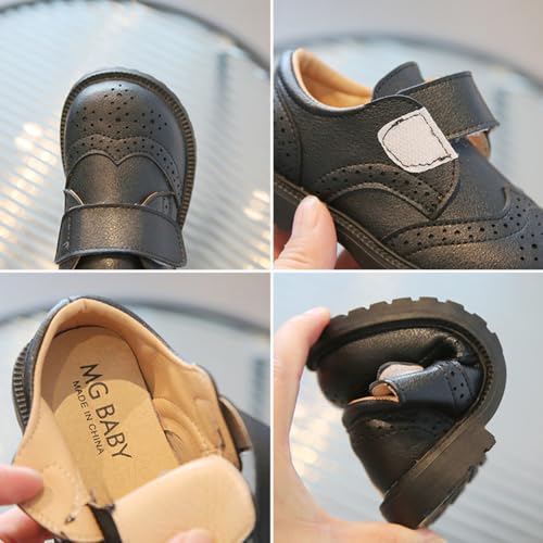 Boys Girls Hook and Loop Dress Oxfords PU Leather School Uniform Shoes Loafers for Toddler/Little Kid3