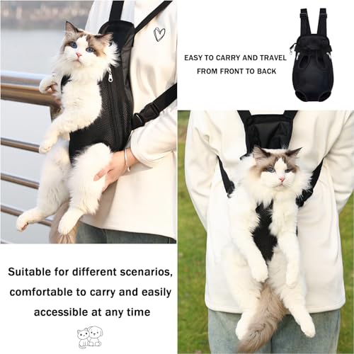 Pet Carrier Backpack, Adjustable Pet Front Carriers for Small Medium Dogs Cats 5-18 Lbs, Legs Out, Dog Cat Carrier Backpack for Hiking,Camping,Traveling,Cycling (Black,Large(Fit:10-18lb))
