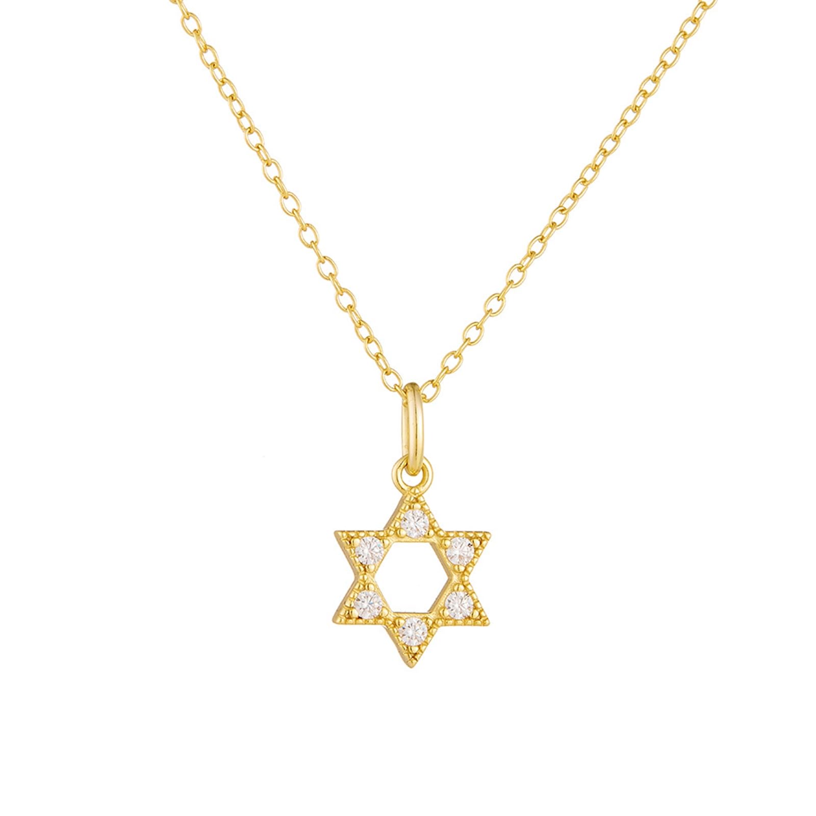 Collar de oro de 18 quilates para mujer, oro amarillo de 9 quilates, 14 quilates, 18 quilates, 9,6 x 11 mm, collar con colgante de estrella con diamante creado en laboratorio, cadena Rolo: 40 +
