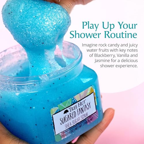 Image of Tree Hut Sugared Fantasy Shea Sugar Scrub, Exfoliating, Hydrating & Moisturizing Body Scrub with Shea Butter & Nourishing Essential Oils, Smooth & Soften Skin, 18 oz