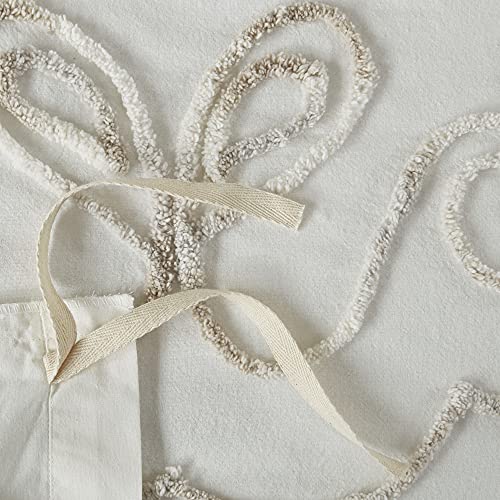 Madison Park Violette 100% Chenille Cotton Tufted Duvet - Boho Medallion Design, Modern Luxe All Season Comforter Cover Bed Set With Matching Shams, King/Cal King(104"X92"), Ivory/Taupe 3 Piece #TOP3