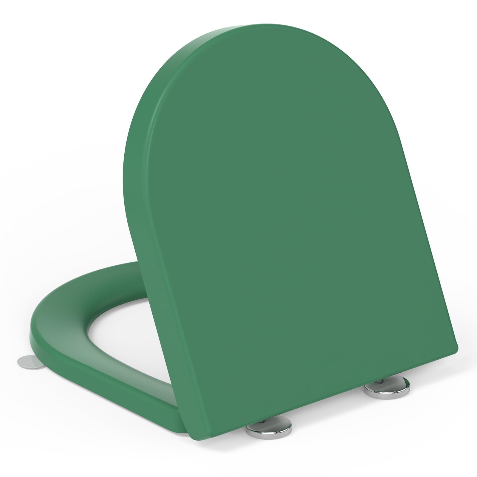 YEAUPE PRO Toilet Lid with Soft-Close Mechanism, D-Shape, Toilet Seat with Puller Lid, Toilet Seat with Quick Release Function for Easy Cleaning, 150 kg Load Capacity, 42.5 x 36.3 x 4.9 cm, Green