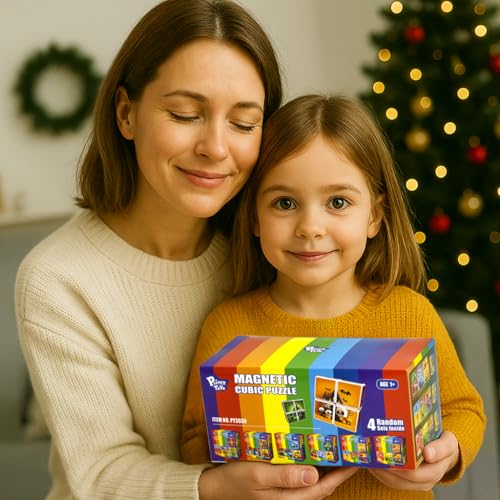 Image of Pairez Toys Magnetic Building Cubes for Toddlers, 4 Random Theme Cube Sets
