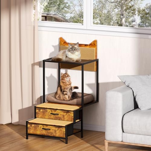 LiebeRen Cat Window Perch with Stairs, Dog Window Perch