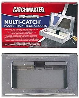 Multi-Catch Mouse Trap by Catchmaster - 3 Count, Ready to Use Indoors & Outdoors. Glue Adhesive Sticky Board Metal Long-Lasting Reusable Simple Humane Non-Toxic Pet-Safe Child-Safe