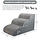 Nepfaivy Hundetreppe für Kleine Hunde 3-Stufig, Haustiertreppe für Bett und Sofa aus Hochdichtem Schwamm, Hunde Treppe Hunderampe mit Abnehmbarem, Waschbarem Bezug und Rutschfestem Boden, 60x40x40cm
