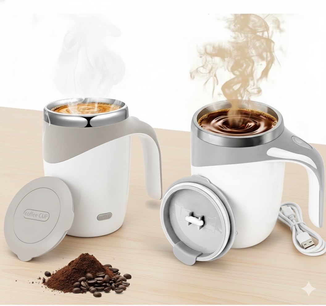 HPX Self Stirring Mug: 2 Pack Automatic Mixing Cup, Electric for Coffee, Milk, Tea