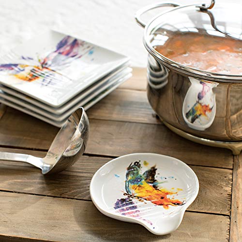 Demdaco Dean Crouser Kaleidoscope Butterfly Watercolor Rainbow 5 X 5 Glossy Stoneware Spoon Rest #TOP5
