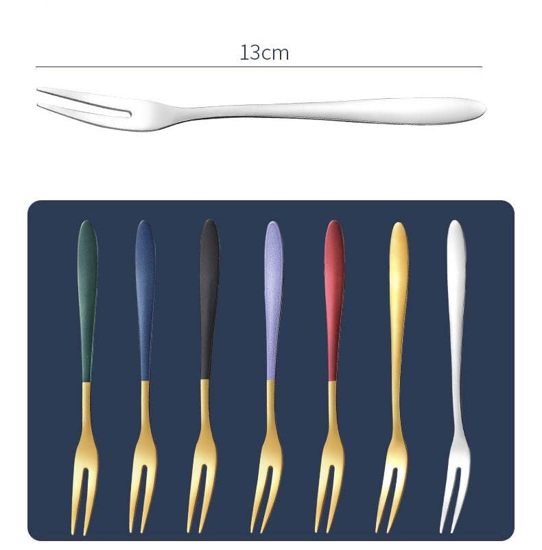 Mockery Fruit Fork Stainless Steel Tasting Appetizer Fork for Cake Dessert Salad Mooncake Mini Fruit Forks for Cake in Party Fork Restaurant Dessert Fork Portable Salad Fruit Fork (Black, Pack of 3) 4