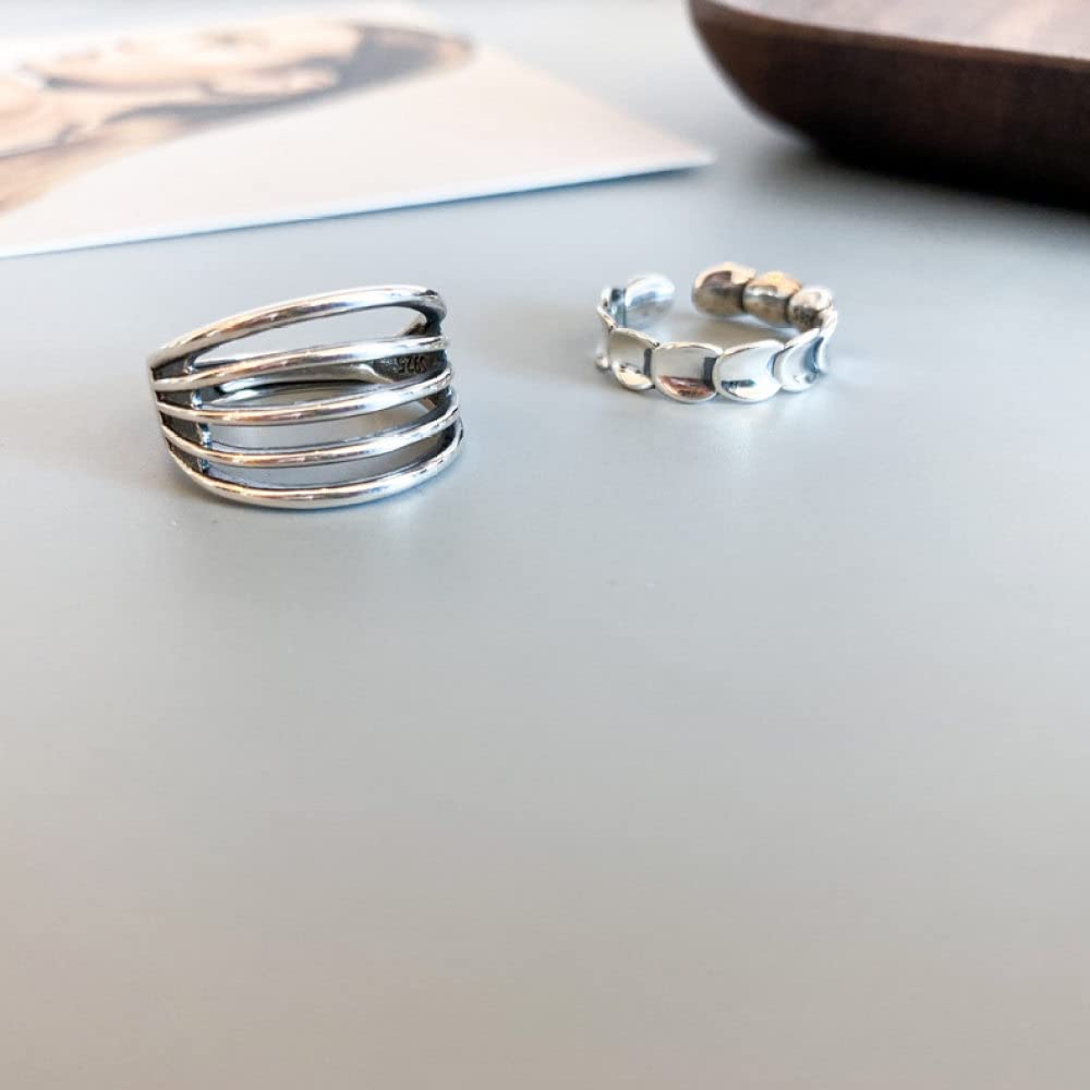 Anello In Argento Sterling 925,S925 Linee Multistrato In Argento Sterling Anello Anelli Regolabili Anello Aperto Retrò Argento Anello Per Il Pollice Anello Eterno Fascino Matrimonio Gioielli Regali