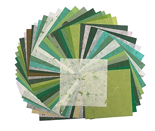 50 Blatt 15,2 x 15,2 cm Quadratisches Origami-Papier Kunst Falthandwerk Dekorationspapier Quadratisches Faltpapier für DIY Handwerk (Gemischtes Grün) Cover