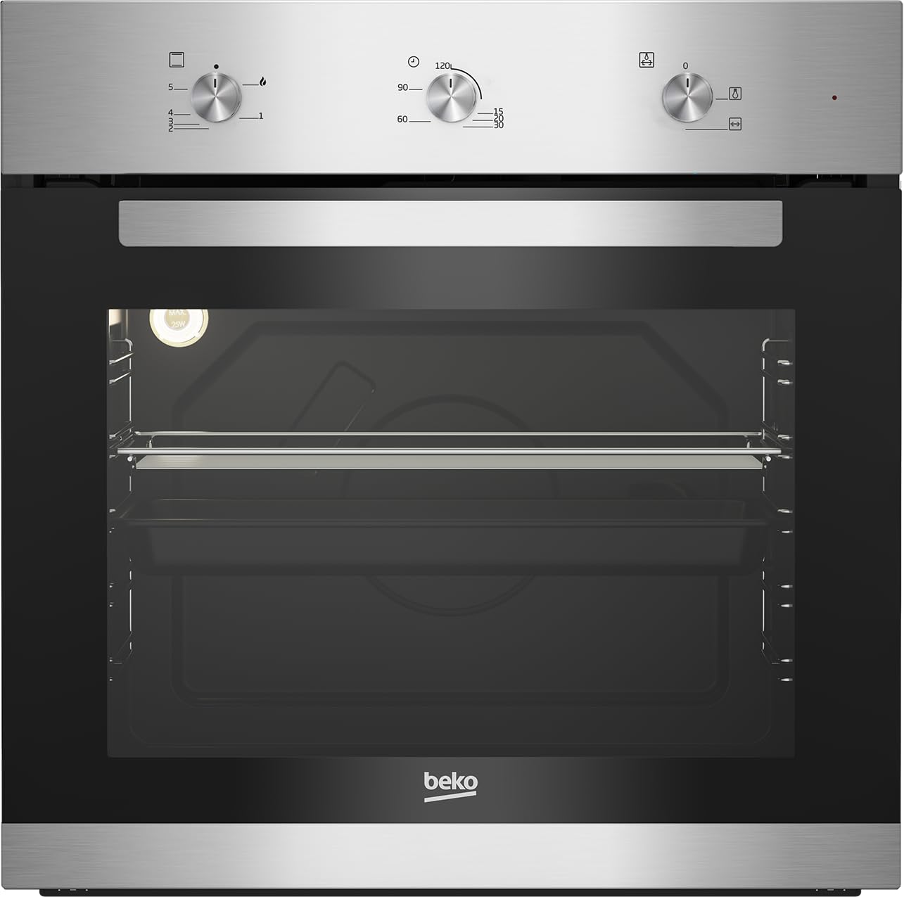 Beko60CM Built-In Gas Oven 72 Liter, Halogen Illumination, Durable Glass, Gas Gril, Stainless Steel BIGT22100XML, 1 Year Manufacturer Warranty