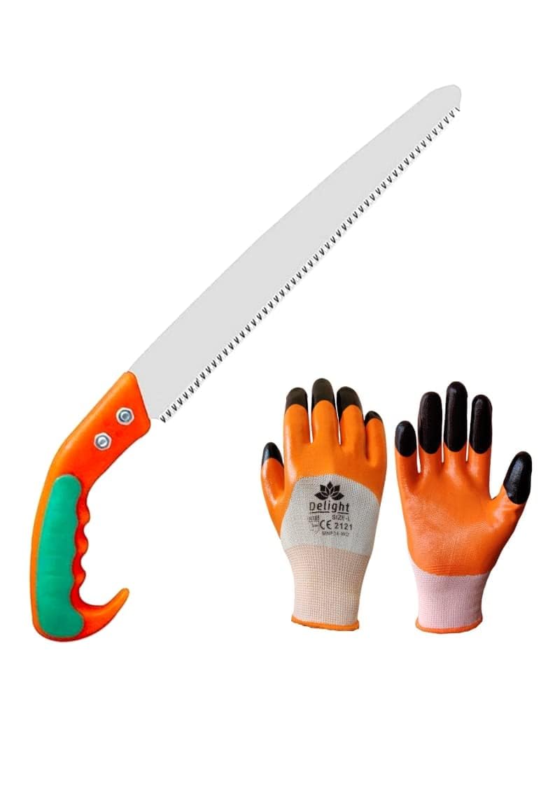 PERFECT TECH Combo Of Foldable Hand Powered Pruning Saw 270 Mm & 1 Pair Hand Gloves For Tree Branch Cutter, Camping Saw, Wood Cutter Saw, High Carbon Steel Tree Pruning Saw (B0BVF1HDTG) Amazon Price History, Amazon Price Tracker