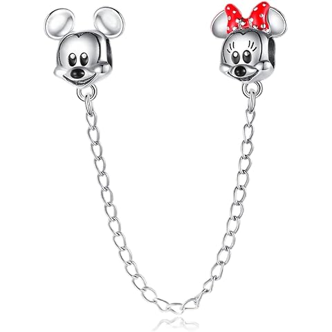 MITSOKU Cartoon Animals Charm for 925 Sterling Silver for Women's Bracelets & Necklaces Mouse safety chain Mouse Positioning Buckle Dangle Pendant for Christmas Day Mother's Day Jewelry