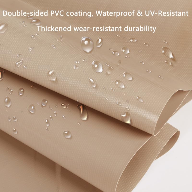 jianyana Plane Transparent Mit öSen, 650G/M² PVC Outdoor Vorhang Wetterfest Abdeckplane Mit 30Cm öSen FüR Balkon Regenschutz Wintergarten(Khaki 3 * 3m)