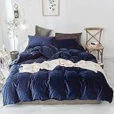 Sedefen Flanelle - Funda nórdica de 220 x 240 cm y 2 fundas de almohada de 65 x 65 cm, color azul marino