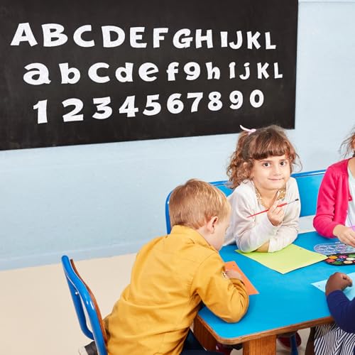 Image of Colarr 216 Pcs Glitter Bulletin Board Letters for Classroom Number Alphabet Punctuation Symbol Cutout 4'' Die-Cut Poster Letter with Adhesive Dot School Party Holiday Decor Display(Iridescence White)