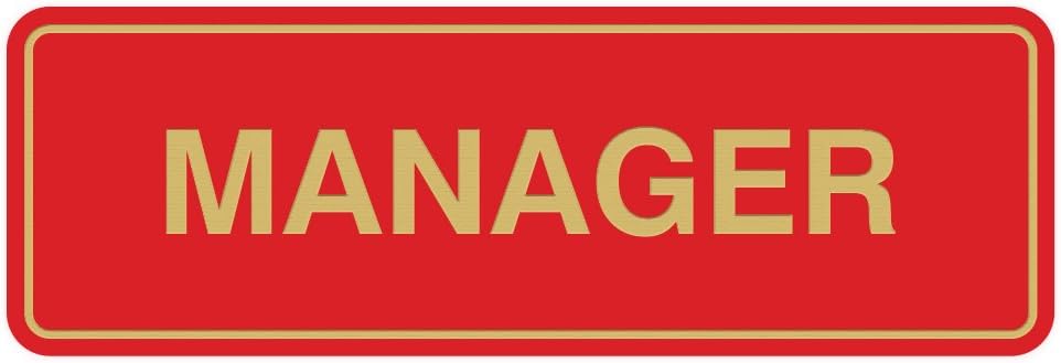 Standard Manager Door/Wall Sign - Red/Gold - Large