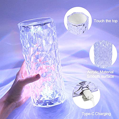 Crystal-Table-Lamp-Touch-ControlEndless-Rose-Diamond-Lamp-RGB-Color-Changing-Remote-ControlledRomantic-Acrylic-Bedside-Lamp-USB-Rechargeable-for-Valentines-Day-Bedroom-Living-Room-Bar-Party-Decor