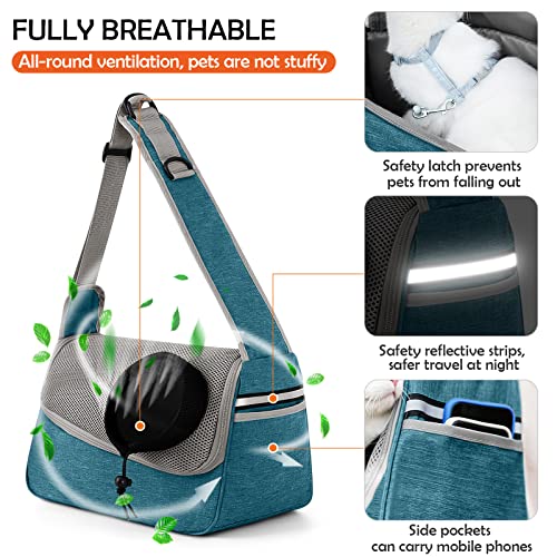 ALLSOPETS Dog Sling Carrier for Small Dogs Cats, Breathable Puppy Sling, Adjustable Shoulder Strap with Side Pocket - Image 4