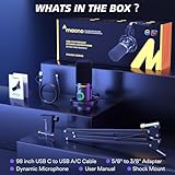 MAONO XLR/USB Dynamic Microphone Set, RGB Podcast Microphone with Boom Arm, Software, Mute Button, Gain Control, for PC Gaming, Streaming, Recording, PS4/5 Mac Mixer, etc. PD200XS Black - Image 9