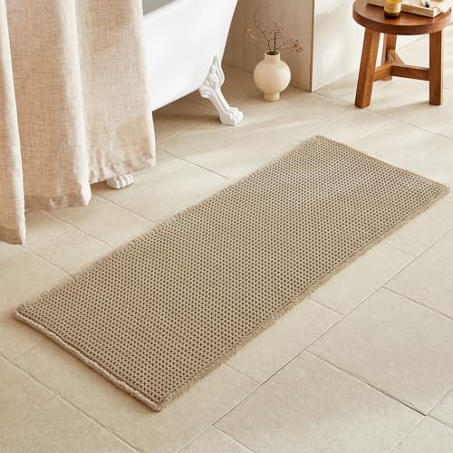 TYUU Waffle Runner Rug Bathroom, Long Boho Bathroom Rugs Non Slip Washable Super Absorbent Quick Dry...
