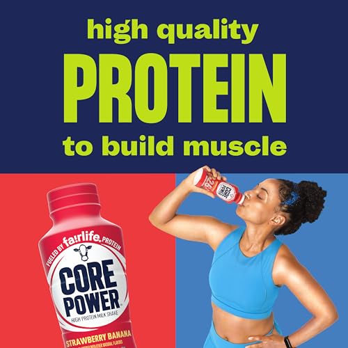 image for Core Power Protein Shake, Strawberry Banana, 26g Bottle, 14oz, 12 Pack
