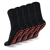 NOVAYARD 5 Pairs Non Slip Grips Socks-Non Skid Crew Socks for Hospital Diabetic Yoga Pilates Barre...