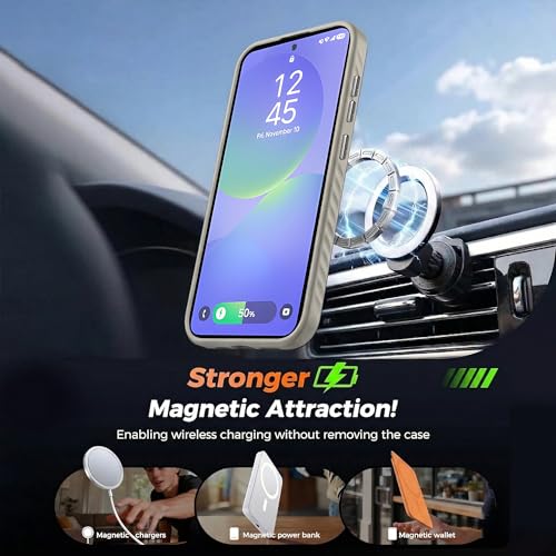 Image of KARWAN Slim Shockproof Back Case Cover Compatible with Samsung Galaxy A36,Dual Layer Armor Protection with Matt Finish, Heavy Duty Cover with Magnetic MagEase Wireless Charging (Grey)