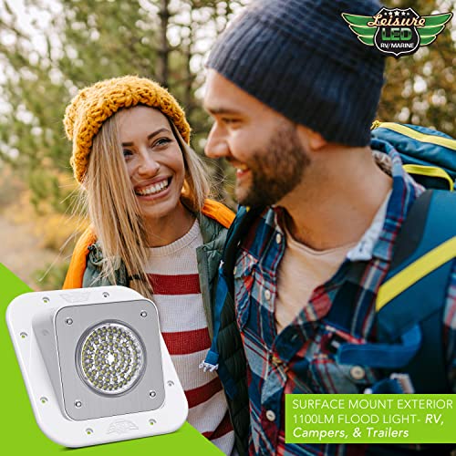 Leisure Led Rv Exterior Surface Mount Flood Porch Utility Light - White 12V 1100 Lumen Lighting Fixture Replacement Lighting For Weekend Warrior Rvs, Trailers, Campers, 5Th Wheels (White) #TOP7