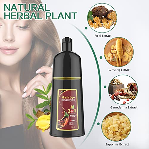 Wine Red Hair Dye Shampoo Natural Red Hair Shampoo Herbal Hair Dye Shampoo 3 In 1 For Men Women Home Salon Wine Red Shampoo For Gray Hair Coverage 16.9Fl Oz #TOP2