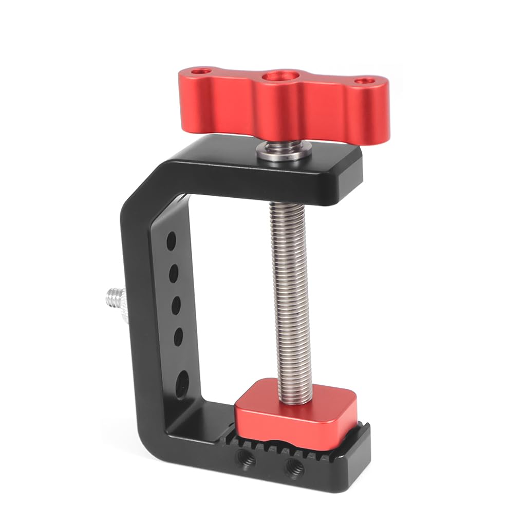 NovelGoal Head Tripod 1/4 3/8 Thread Desktop C-Type Super Crab Clamp Adjustable Desk Fixed Holder Clip for SLR Camera Photo Studio Light Stand Bracket (Clamp Only)