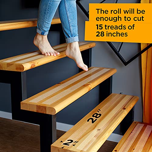 Image of Grip Tape - Heavy Duty Anti Slip Tape Clear Outdoor /Indoor 2In*35Ft, Non Slip Roll /Stickers Easy to Cut Waterproof for Bathtub, Shower Floor, Pool, Stairs Safety Non Skid, Comfortable for Bare Foot
