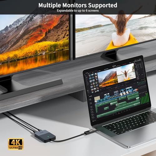 Image of Giq HDMI Splitter Extended Display for Dual Monitor, Dual 2K@60Hz Universal Video Graphics USB to Dual HDMI Adapter for USB 3.0 /USB-C Adapter, Compatible with USB4,Windows and Mac