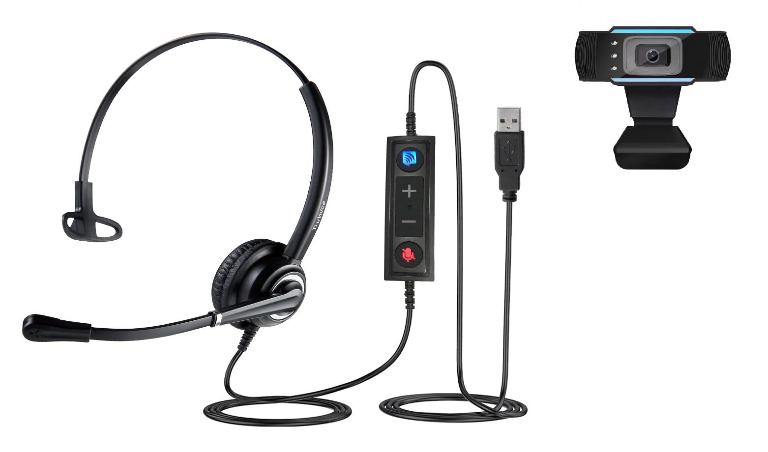 TruVoice Voicepro 10 Headset and Webcam Bundle (Includes Single Ear USB Headset and 1080P Webcam) All-in-One Combination-picture-14