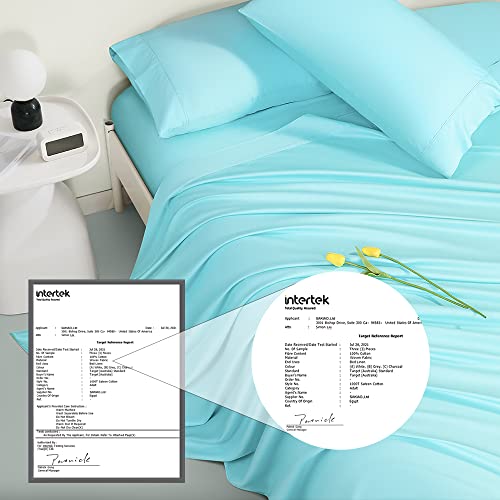 Image of 100% Egyptian Cotton Sheets California King Size,1000 Thread Count Luxury Heavy Bed Sheets Set,Very Smooth Soft with 18 inch Deep Pocket Sheets 4 Pc Set (Seafoam, California King)