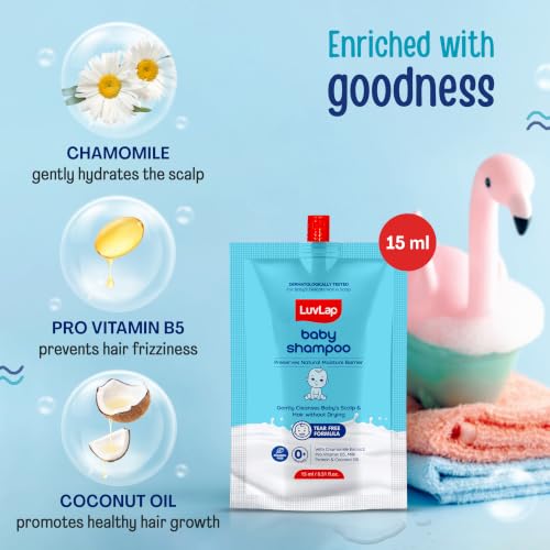 Image of LuvLap Baby Wash, Baby Shampoo, Baby Lotion -45ml, Sample Pack, Dermatologically Tested