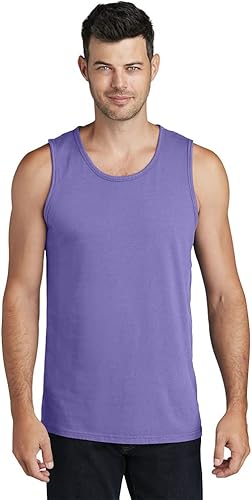 Port & Company - Camiseta sin mangas teñida con pigmento. PC099TT, Blanco