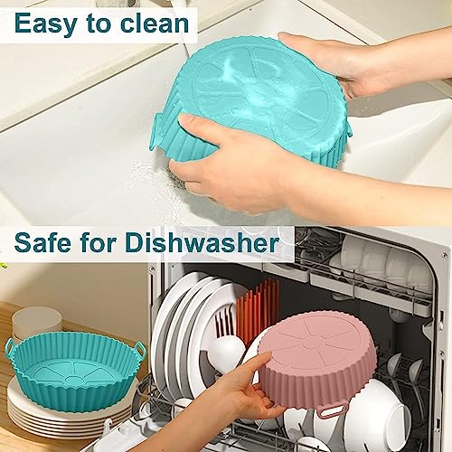 Image of LANFFIA Pcs Round Reusable Non-Stick air Fryer Accessories Silicone Coating Pot Basket for Microwave Oven Oil Sprayer Bottle and Oil Brush and Spatula Set (2)