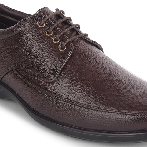 Image of Liberty Fortune HML-5E Men's Formal Derby Shoes - Black, Brown - Synthetic Leather Lace-Up with Cushioned Footbed - Stylish Office Footwear - Comfortable and Lightweight