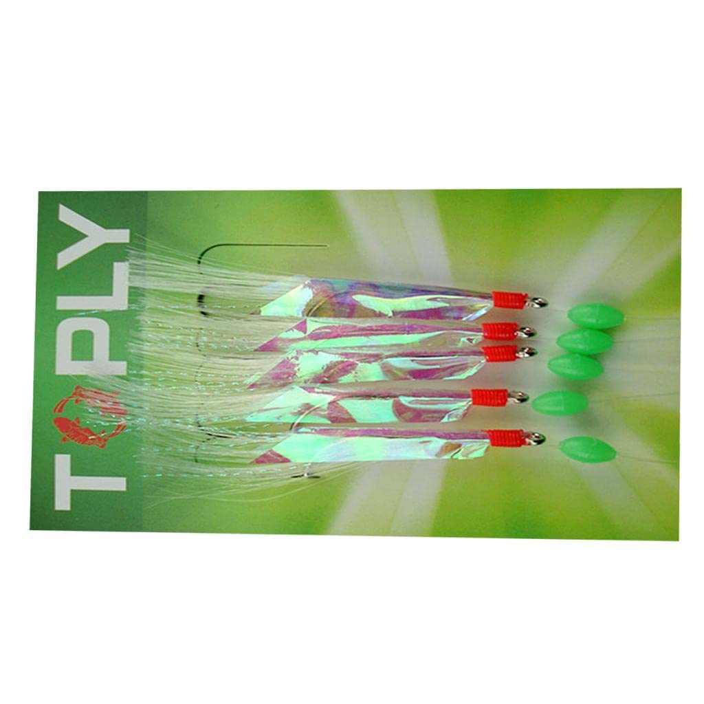 2 Hook Fishing Rigs 5 Hook Pink Head Hokkai Feather Rigs - 5 Pack For ...