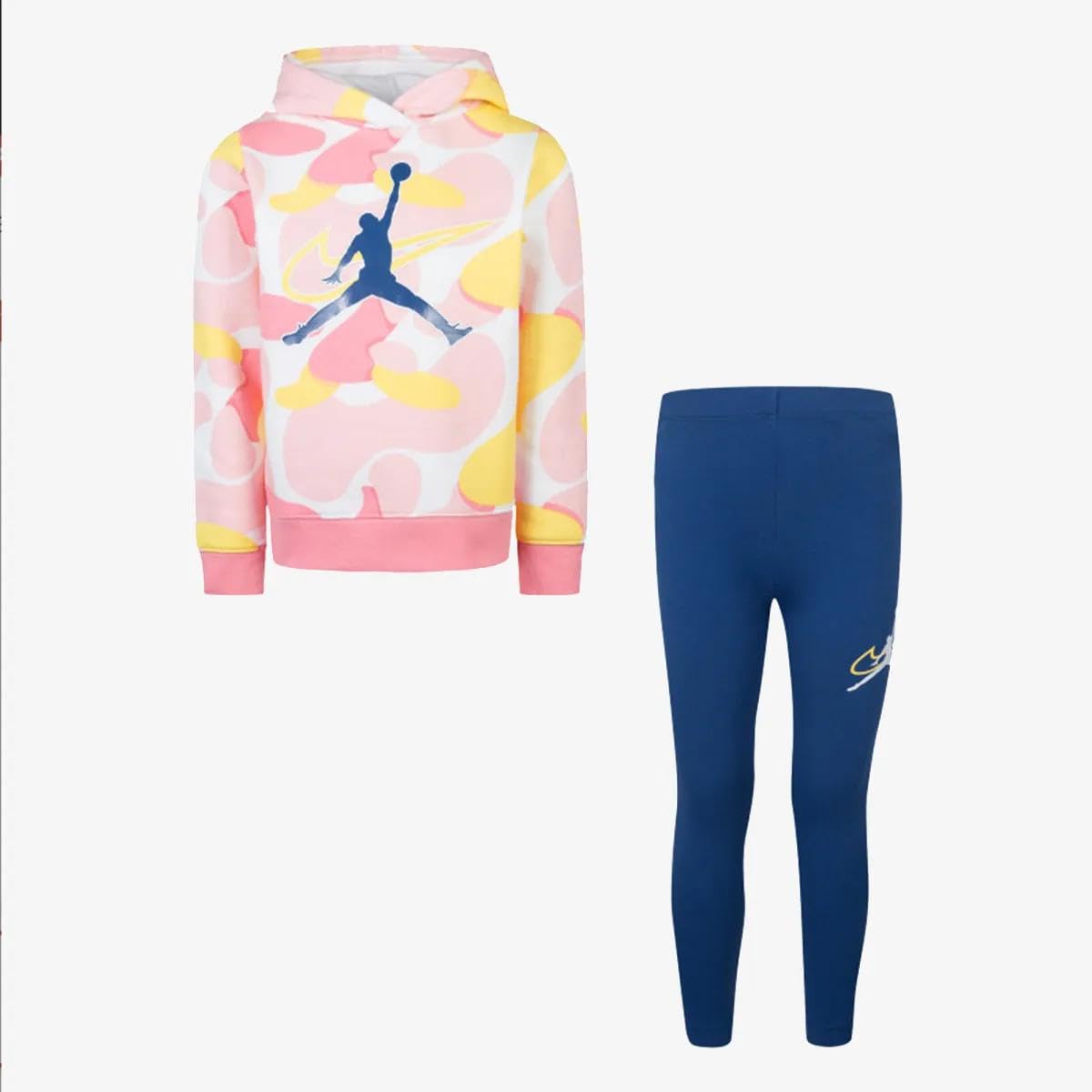 NIKE Jordan Jumpman 2-teiliges Baby-Set mit Kapuze, Sweatshirt, Leggings, Baby-Mädchen, Rosa-Weiß, Grafik, 12 Monate, mehrfarbig, 12 Monate