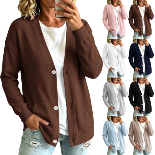 Etroizye Sweaters for Women Cardigan Oversized Lightweight Cozy Fall Tops Brown L - image 1