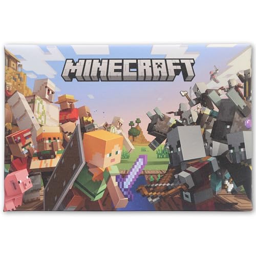 Open Road Brands Minecraft Battle Scene Gallery Wrapped Canvas Wall Decor - Fun Minecraft Wall Art for Game Room or Bedroom