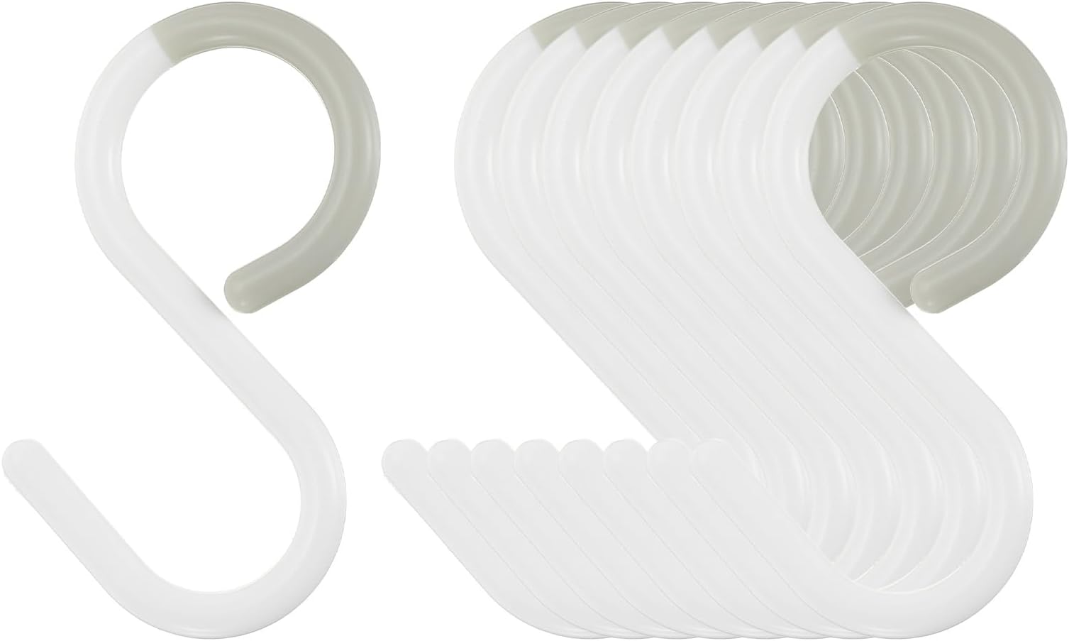 9pcs S Hooks 3.5" Plastic Hanging S Shaped Hooks Large S Hanger Closet Rod Hooks for Hanging Kitchen Utensils Cups Plants Jewelry Jeans Clothes Towels Tools, White