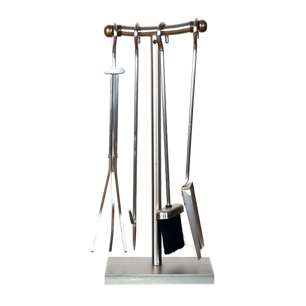 Set di attrezzi per camino, set di attrezzi per camino, set di 5 pezzi, supporto per attrezzi per camino in ferro battuto, staffa di base, set di accessori per barbecue da interno ed esterno, set di