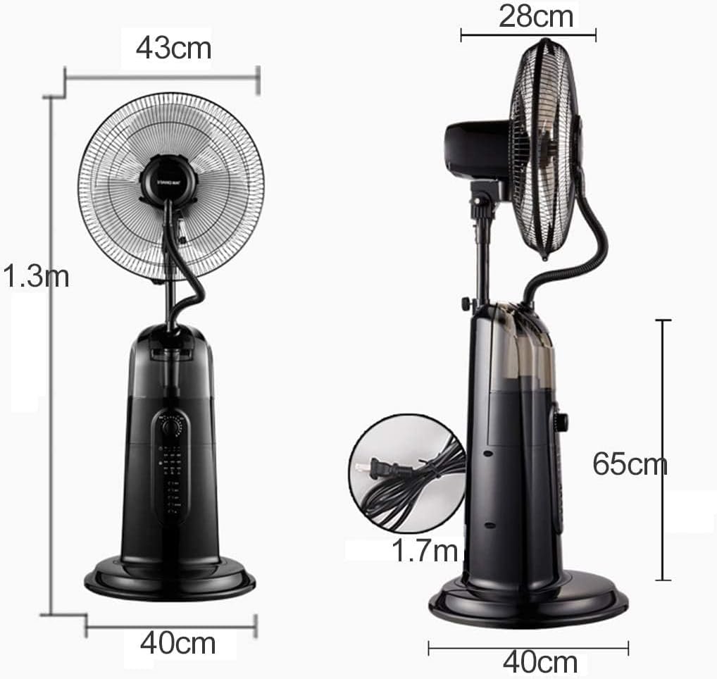 Lattice Pedestal Fans Commercial High-Velocity Outdoor Indoor Mist Fan Black Industrial Cool, Misting Oscillating Fan with Remote Control, Adjustable Height
