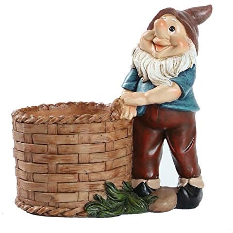 Hallyware Garden Gnome Fairy Ornaments Outdoor Resin Dwarf Statue Decoration for Home Garden Path Lawn Welcome Cute Funny Gift Woven Plant Pot Cover
